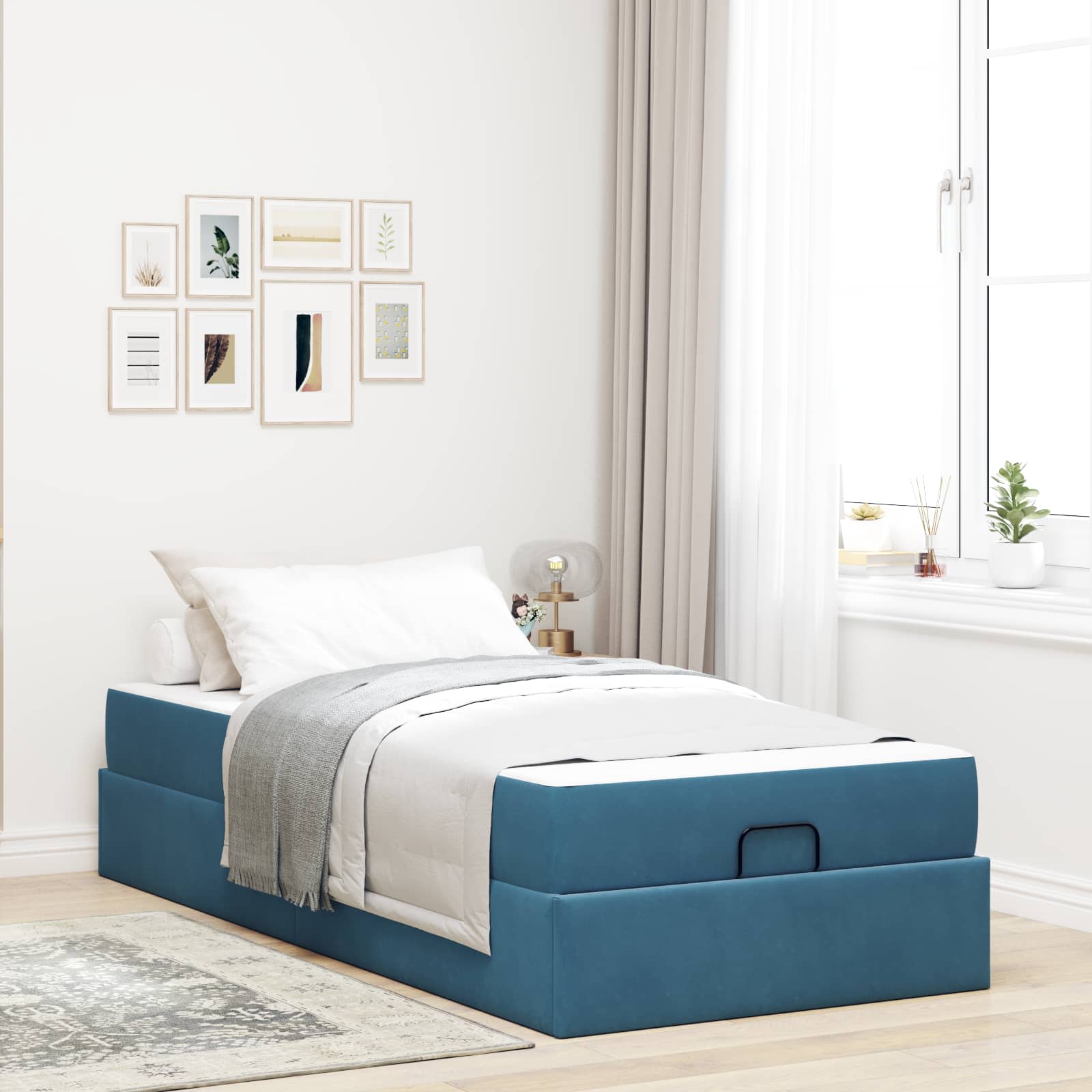 Cadre de lit avec matelas 2 pcs Bleu Velours - XIOS