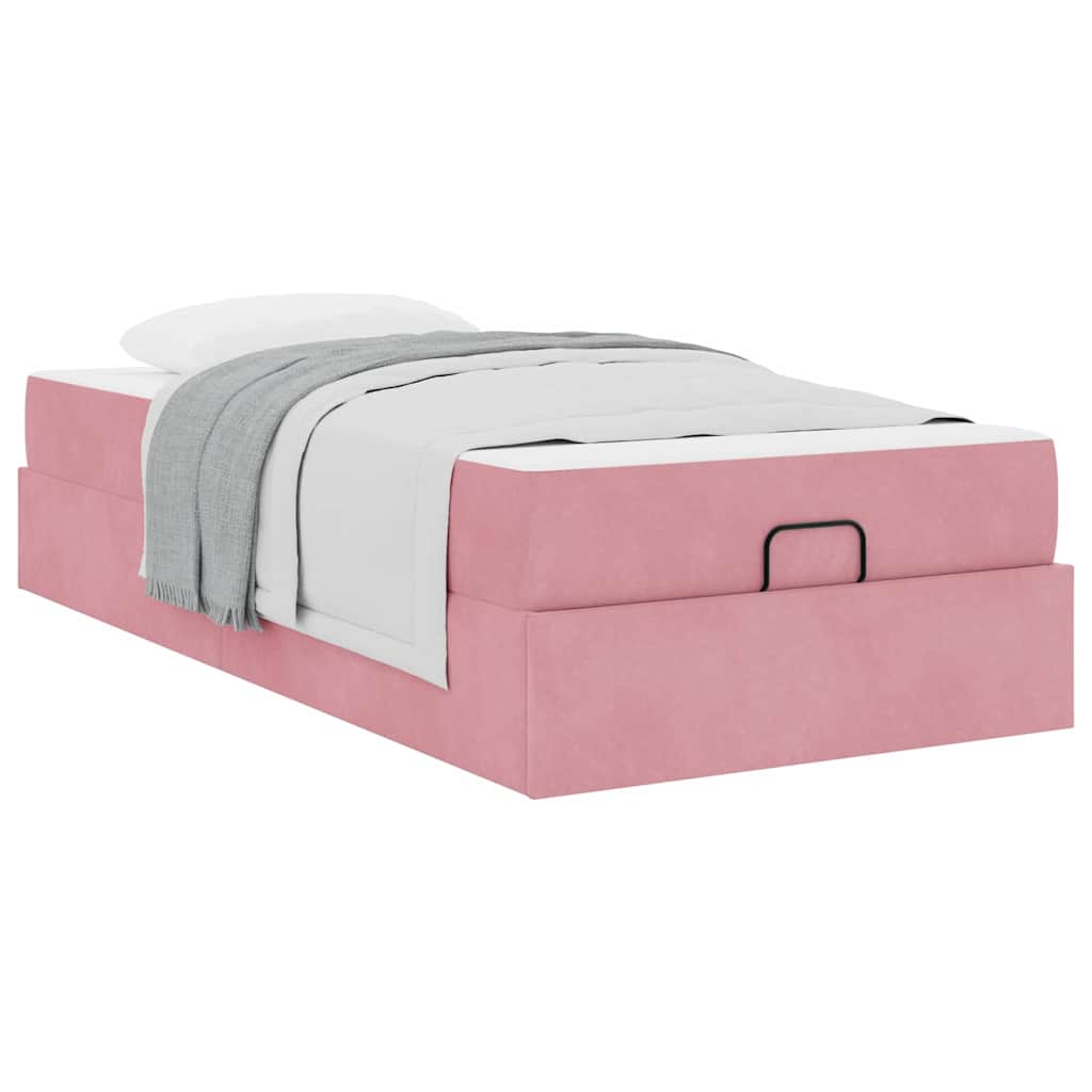 Cadre de lit avec matelas Rose 100 x 200 cm Velours - XIOS