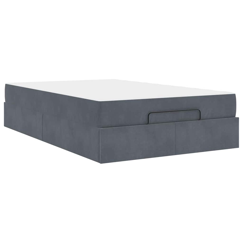 Cadre de lit avec matelas Gris foncé 120 x 190 cm Velours - XIOS
