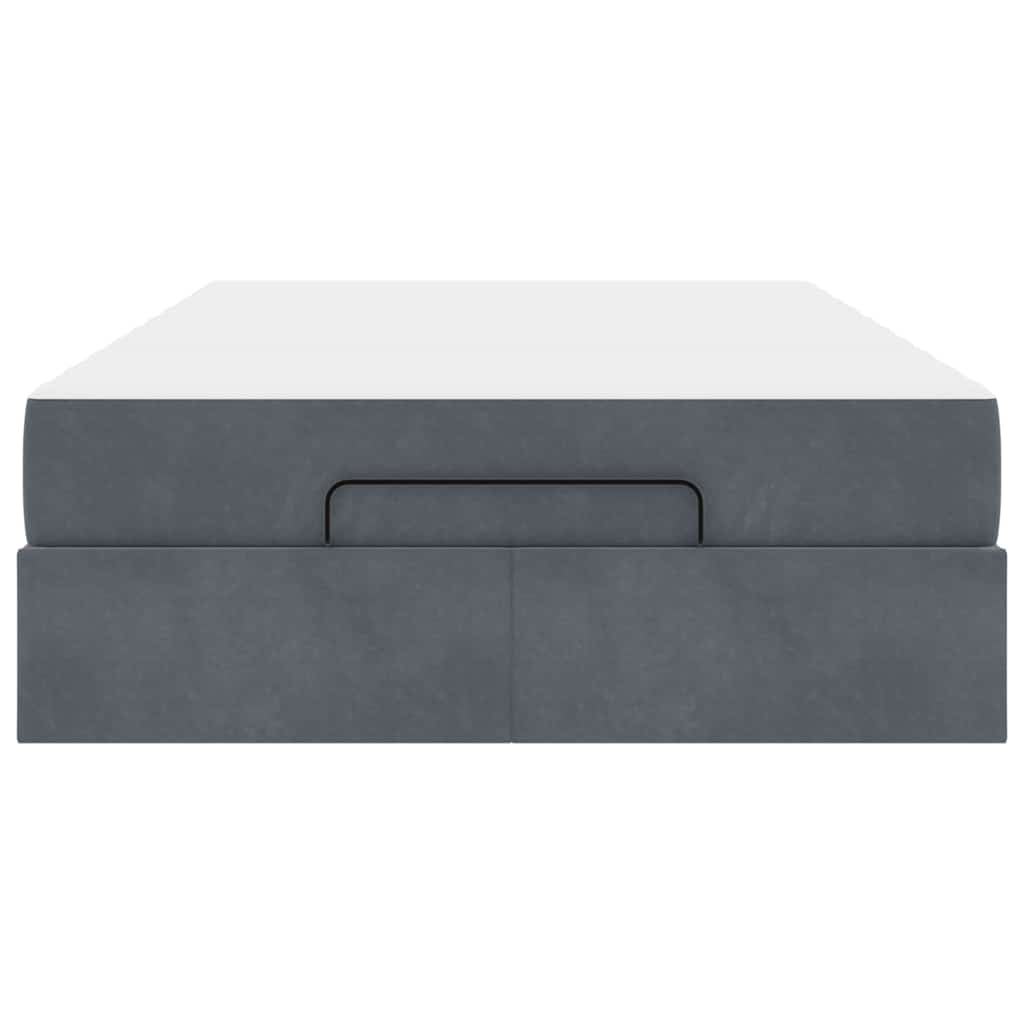 Cadre de lit avec matelas Gris foncé 120 x 190 cm Velours - XIOS