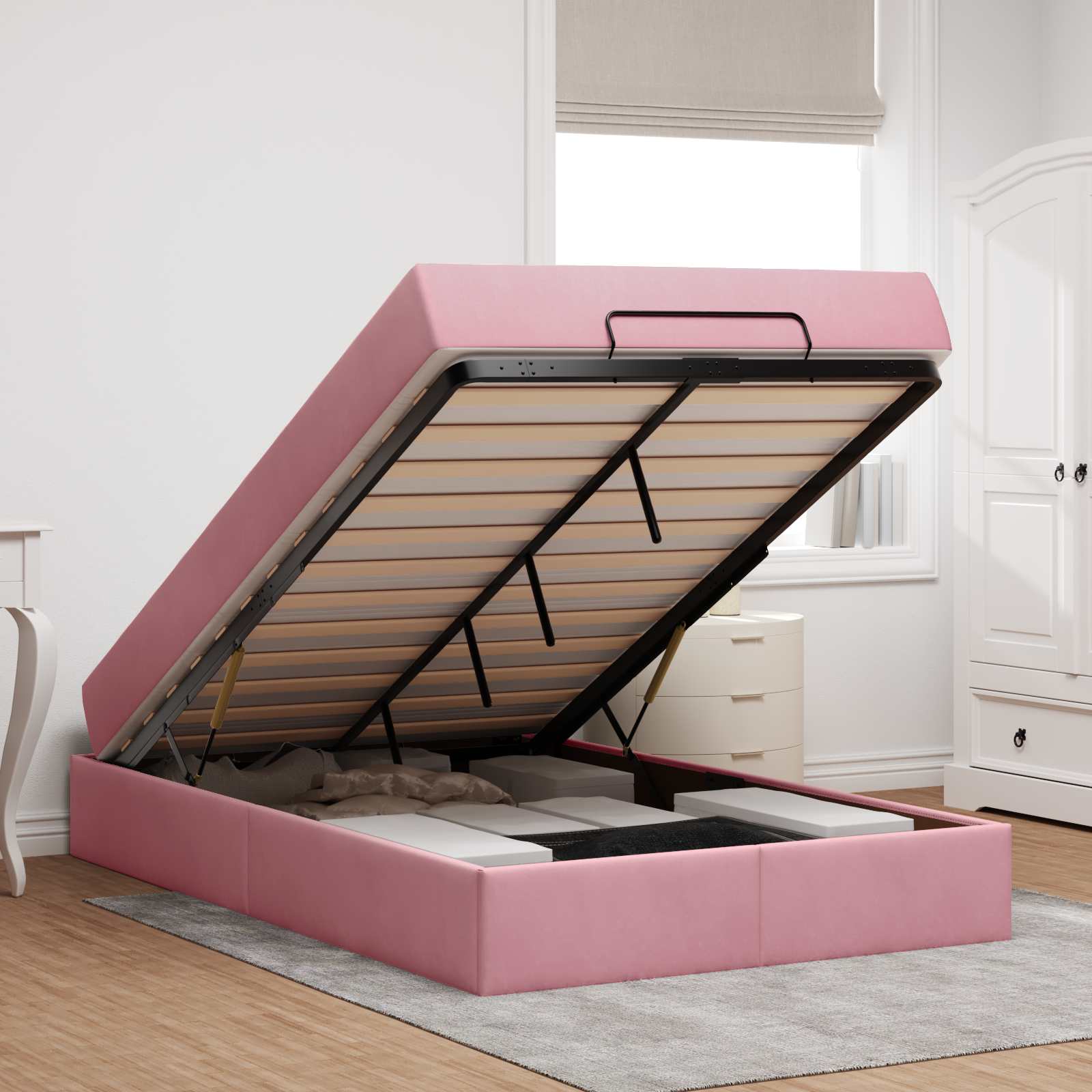 Cadre de lit avec matelas 2 pcs Rose Velours - XIOS