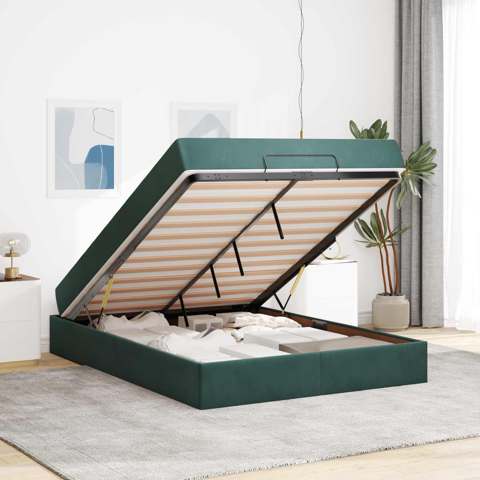 Cadre de lit avec matelas 2 pcs Vert Velours - XIOS