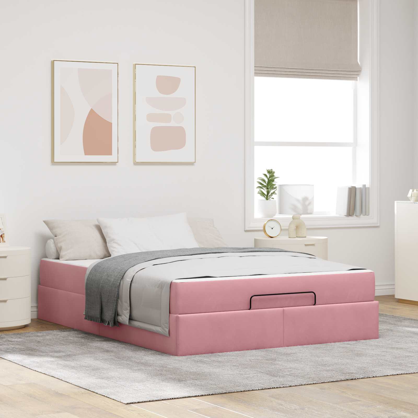Cadre de lit avec matelas 2 pcs Rose Velours - XIOS