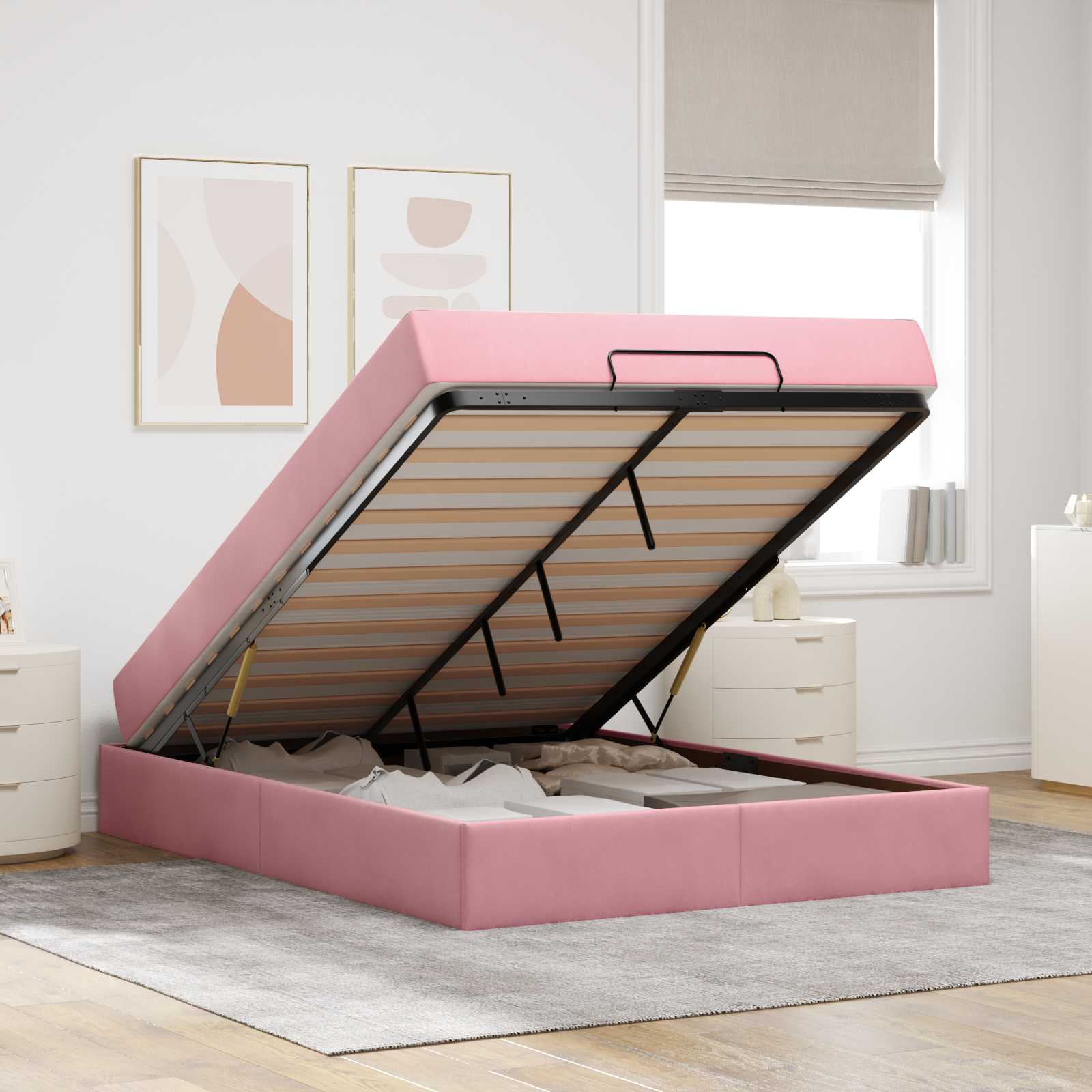 Cadre de lit avec matelas 2 pcs Rose Velours - XIOS
