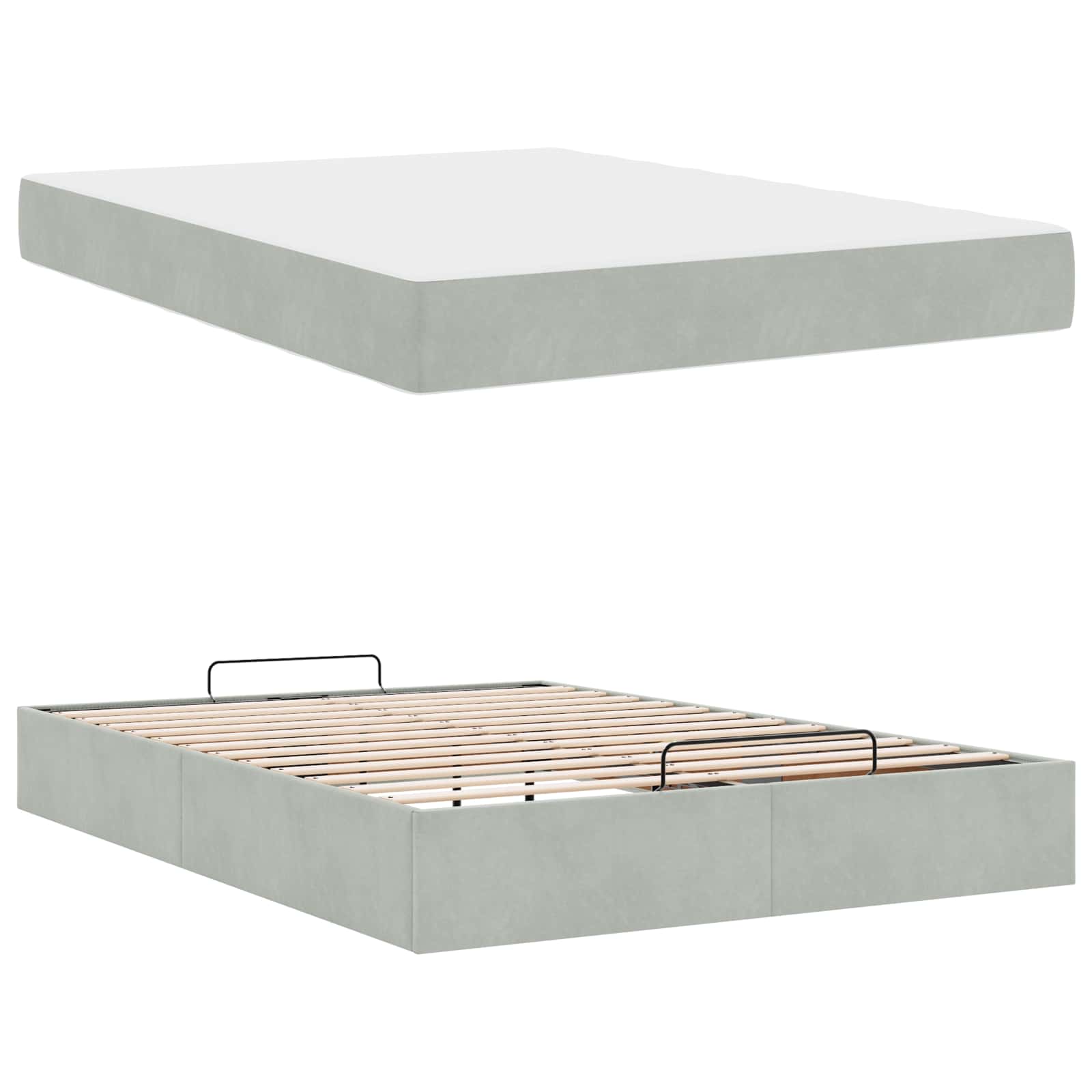 Cadre de lit avec matelas avec matelas 2 pcs Gris clair Velours - XIOS