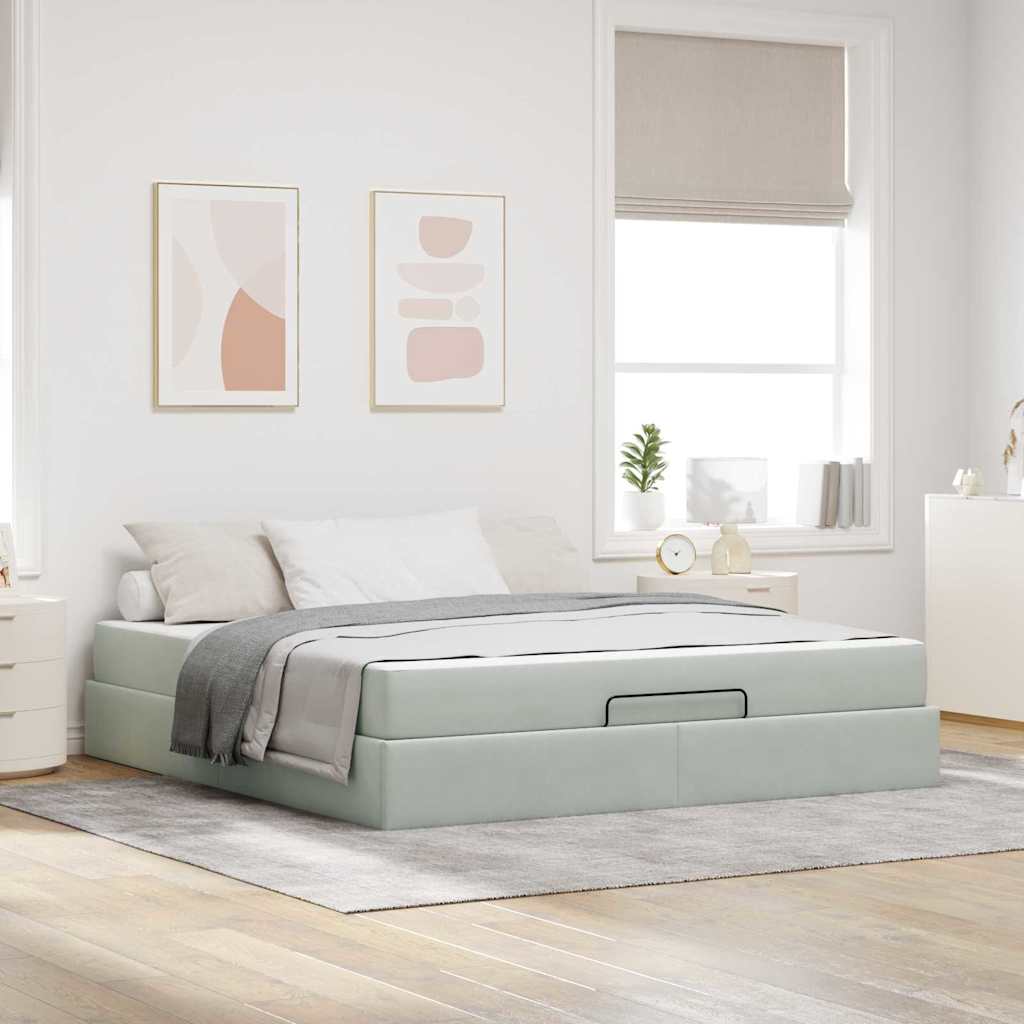 Cadre de lit avec matelas 2 pcs Gris clair Velours - XIOS