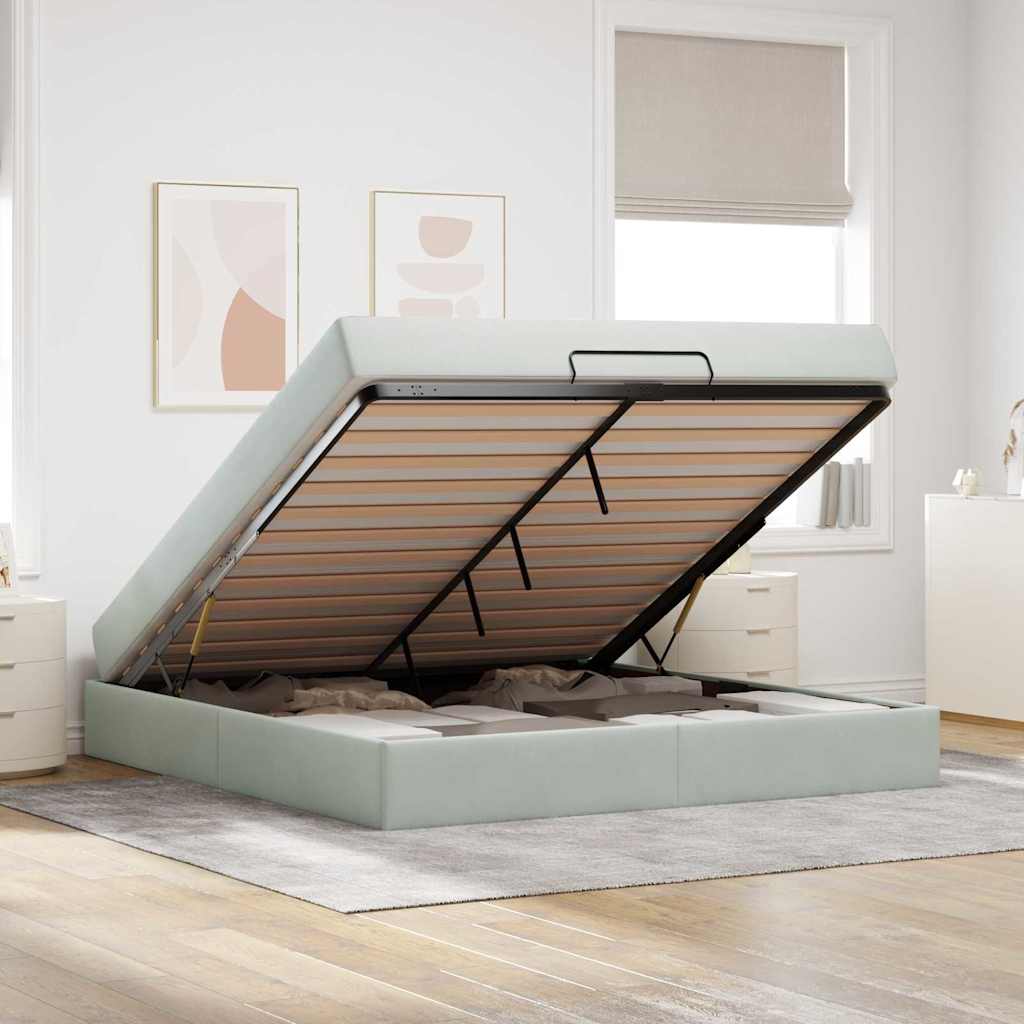 Cadre de lit avec matelas 2 pcs Gris clair Velours - XIOS
