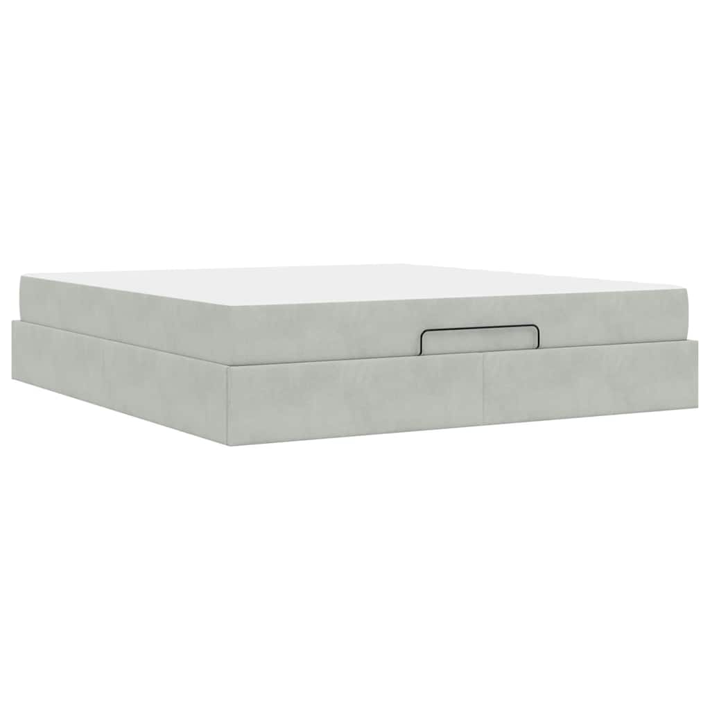 Cadre de lit avec matelas 2 pcs Gris clair Velours - XIOS