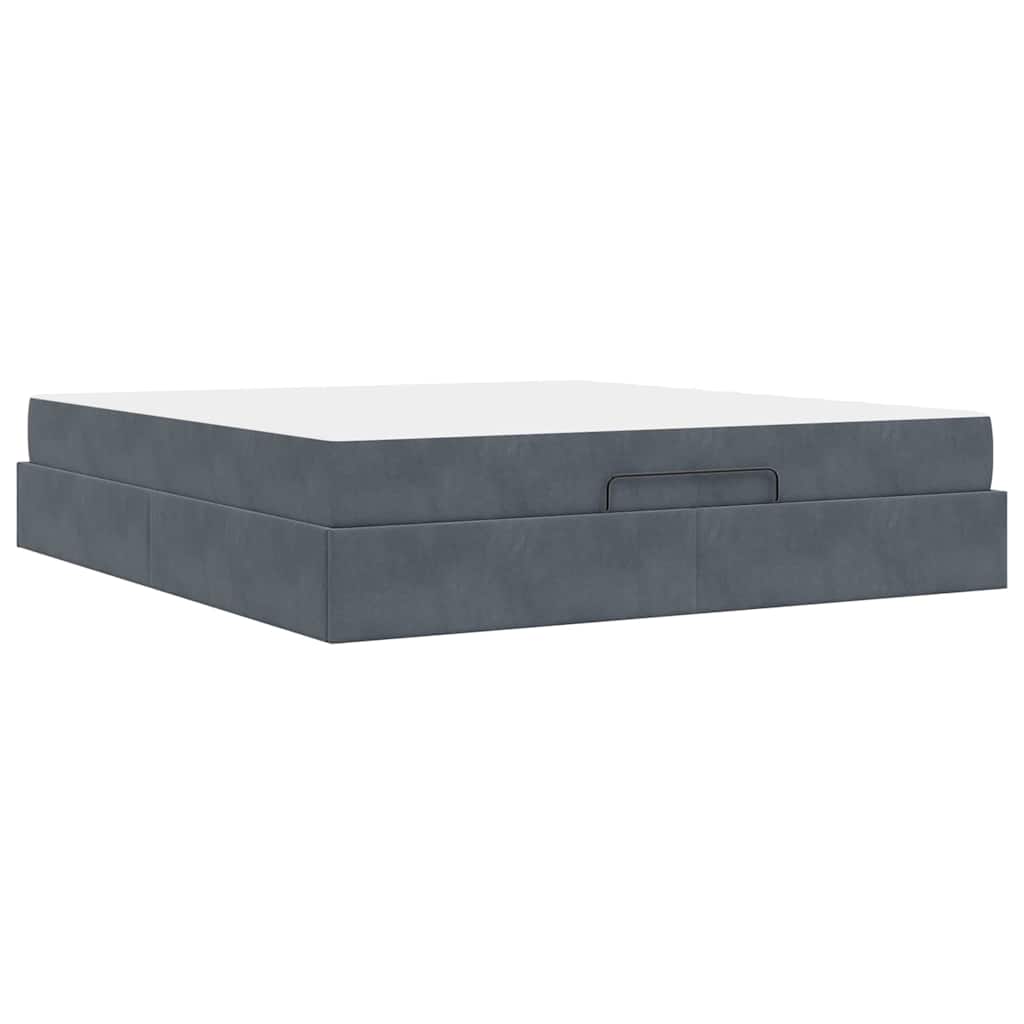 Cadre de lit avec matelas 2 pcs Gris Foncé Velours - XIOS