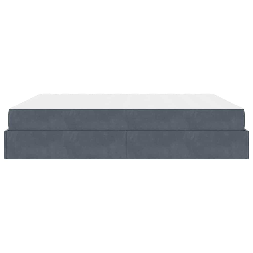 Cadre de lit avec matelas 2 pcs Gris Foncé Velours - XIOS
