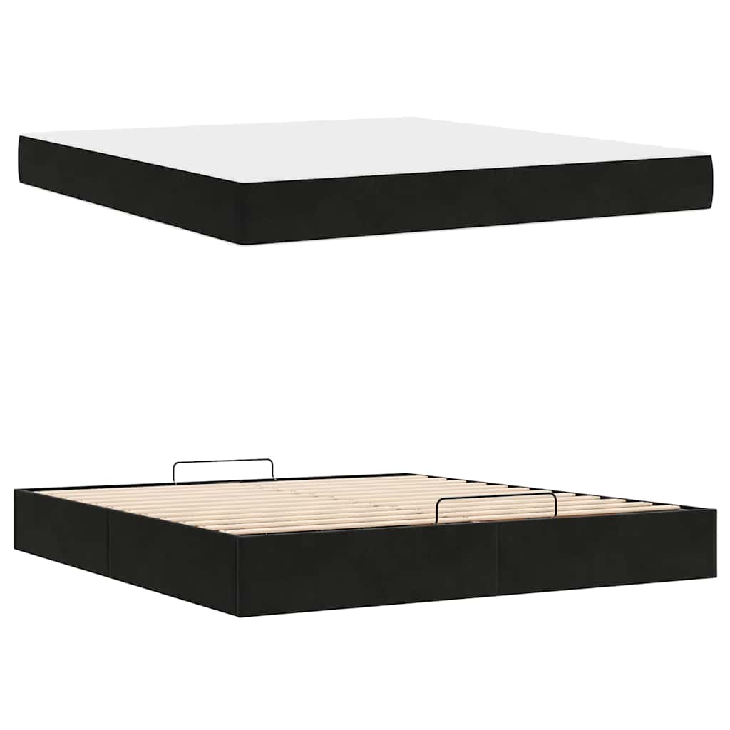 Cadre de lit avec matelas 2 pcs Noir Velours - XIOS