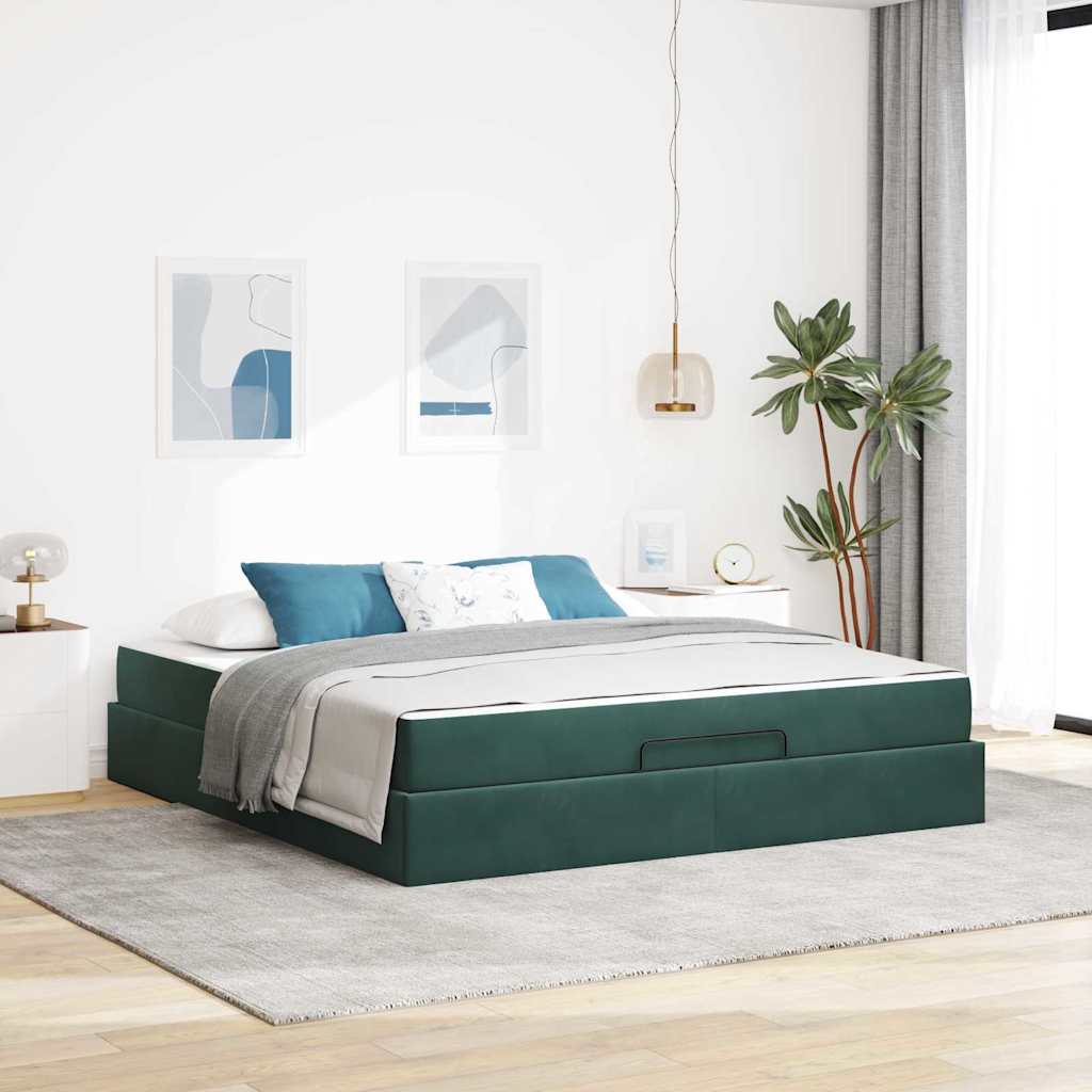 Cadre de lit avec matelas 2 pcs Vert Velours - XIOS