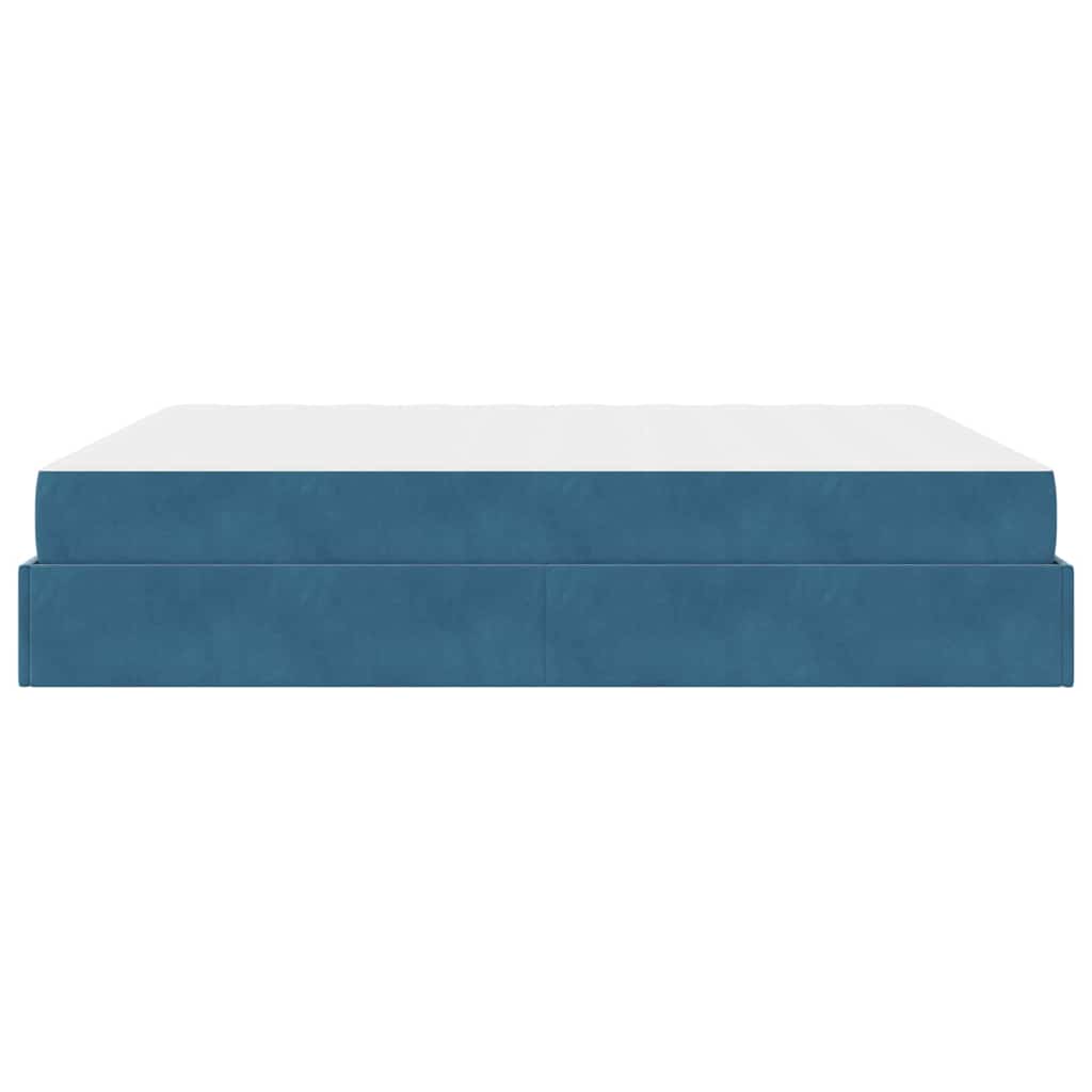 Cadre de lit avec matelas 2 pcs Bleu Velours - XIOS