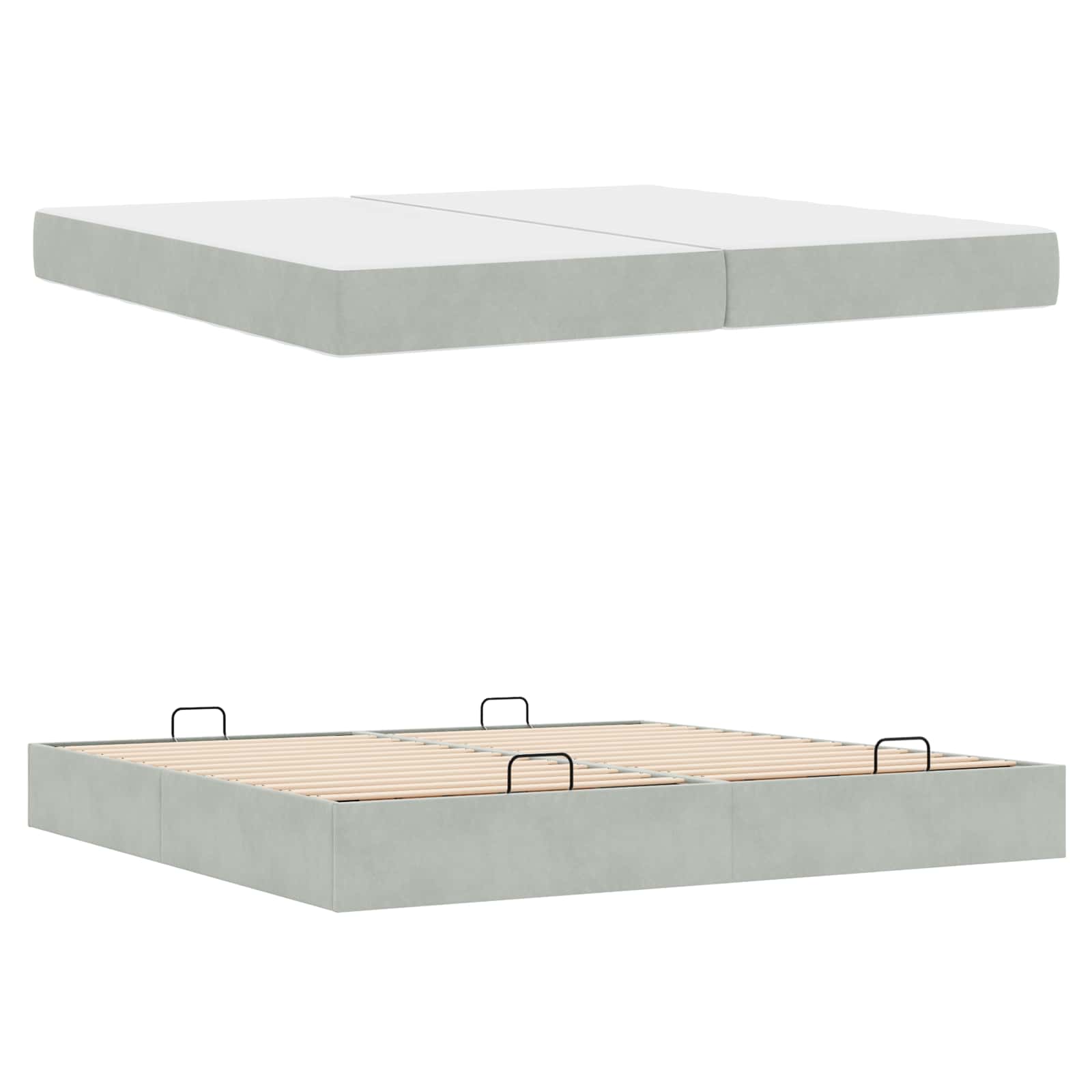 Cadre de lit avec matelas 2 pc Gris clair Velours