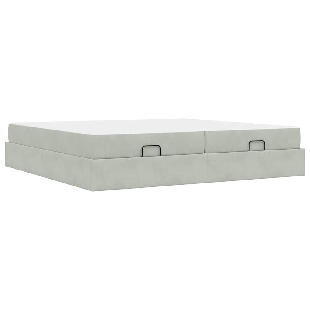 Cadre de lit avec matelas avec matelas 2 pcs Gris clair Velours - XIOS