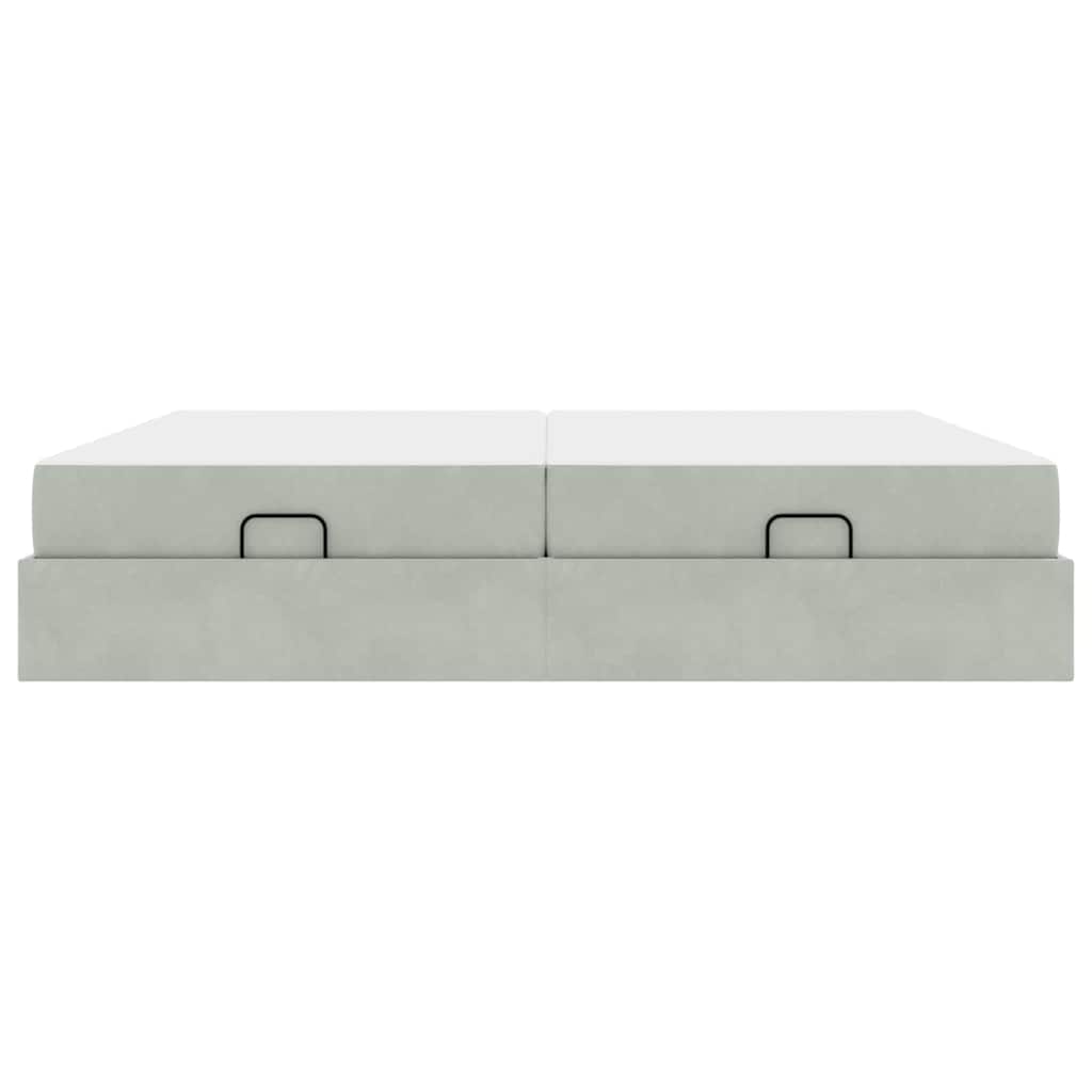 Cadre de lit avec matelas avec matelas 2 pcs Gris clair Velours - XIOS