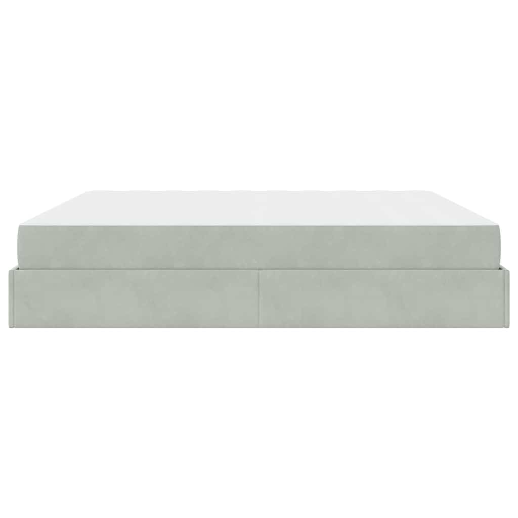 Cadre de lit avec matelas avec matelas 2 pcs Gris clair Velours - XIOS
