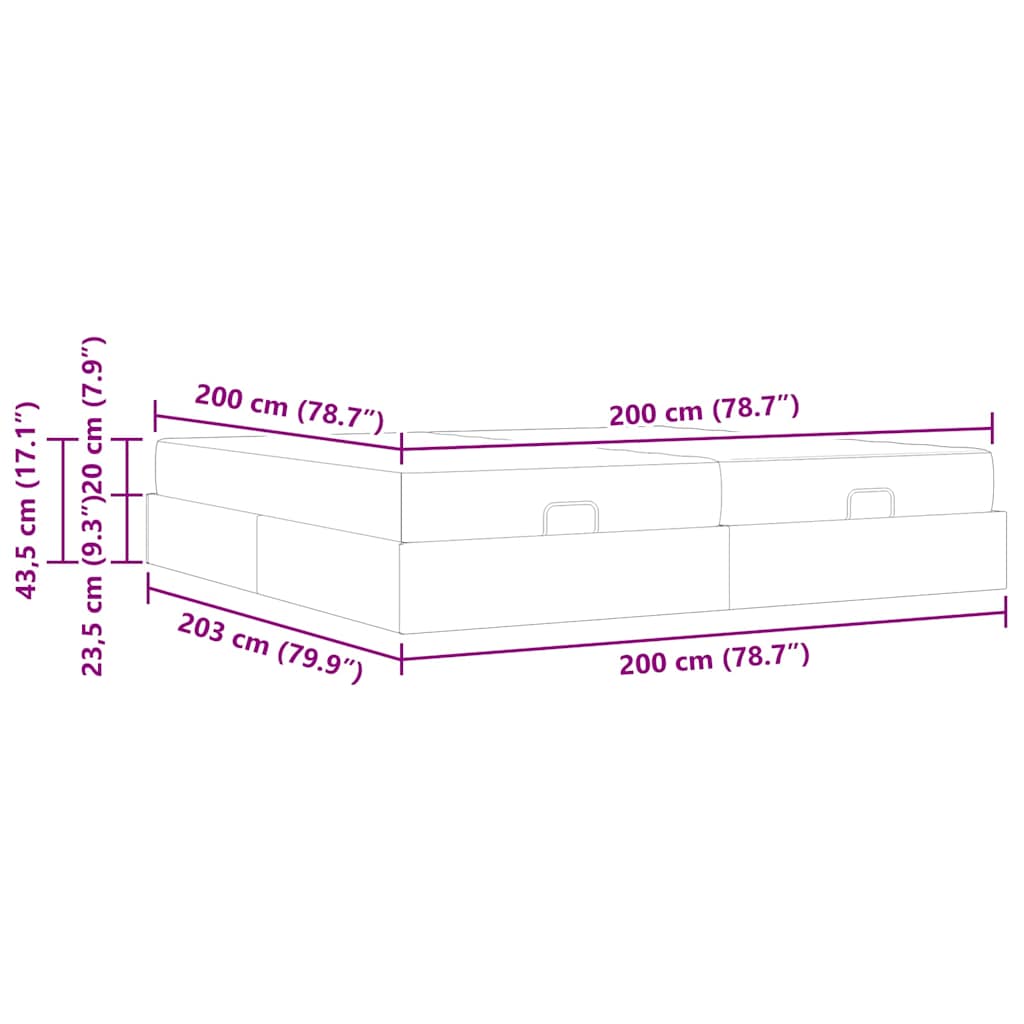 Cadre de lit avec matelas avec matelas 2 pcs Gris clair Velours - XIOS