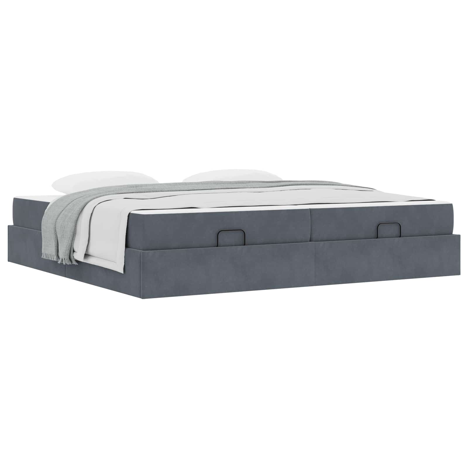 Cadre de lit avec matelas avec matelas 2 pcs Gris Foncé Velours - XIOS