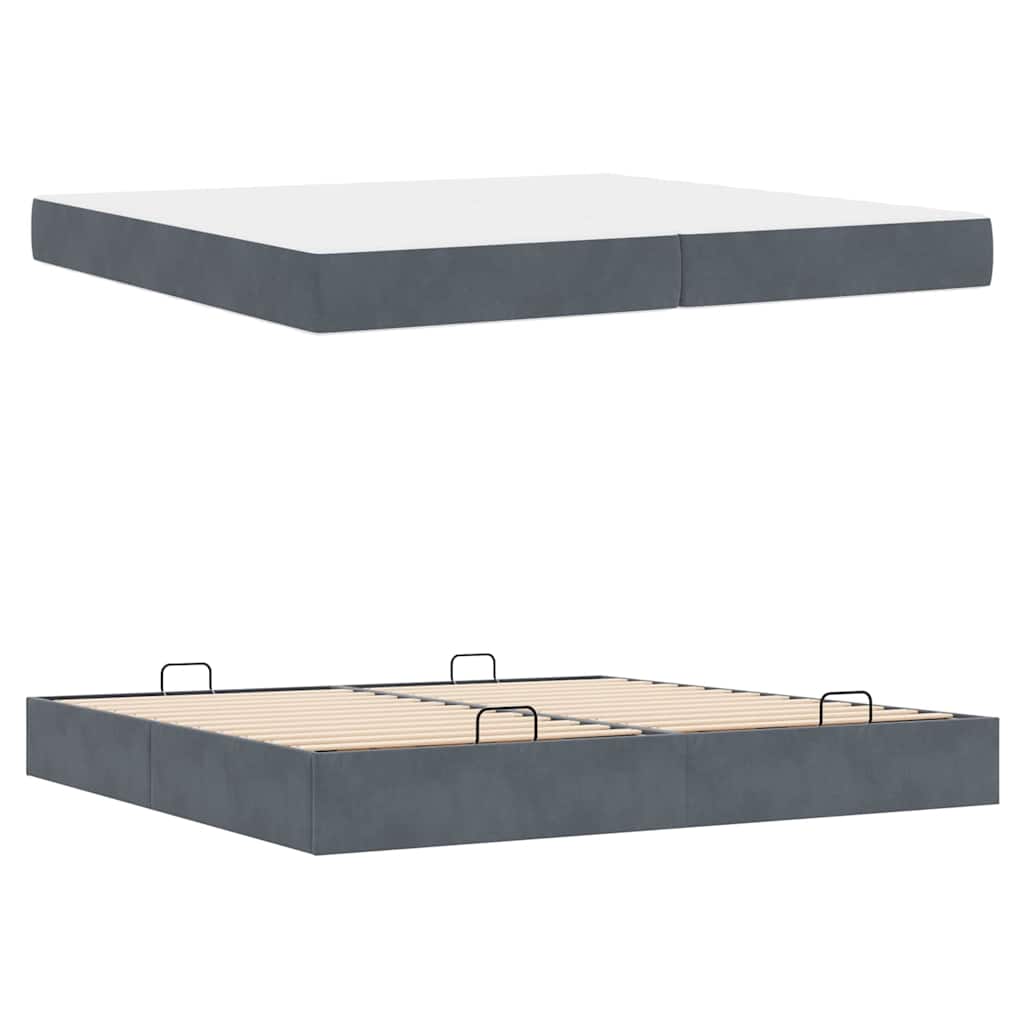 Cadre de lit avec matelas avec matelas 2 pcs Gris Foncé Velours - XIOS