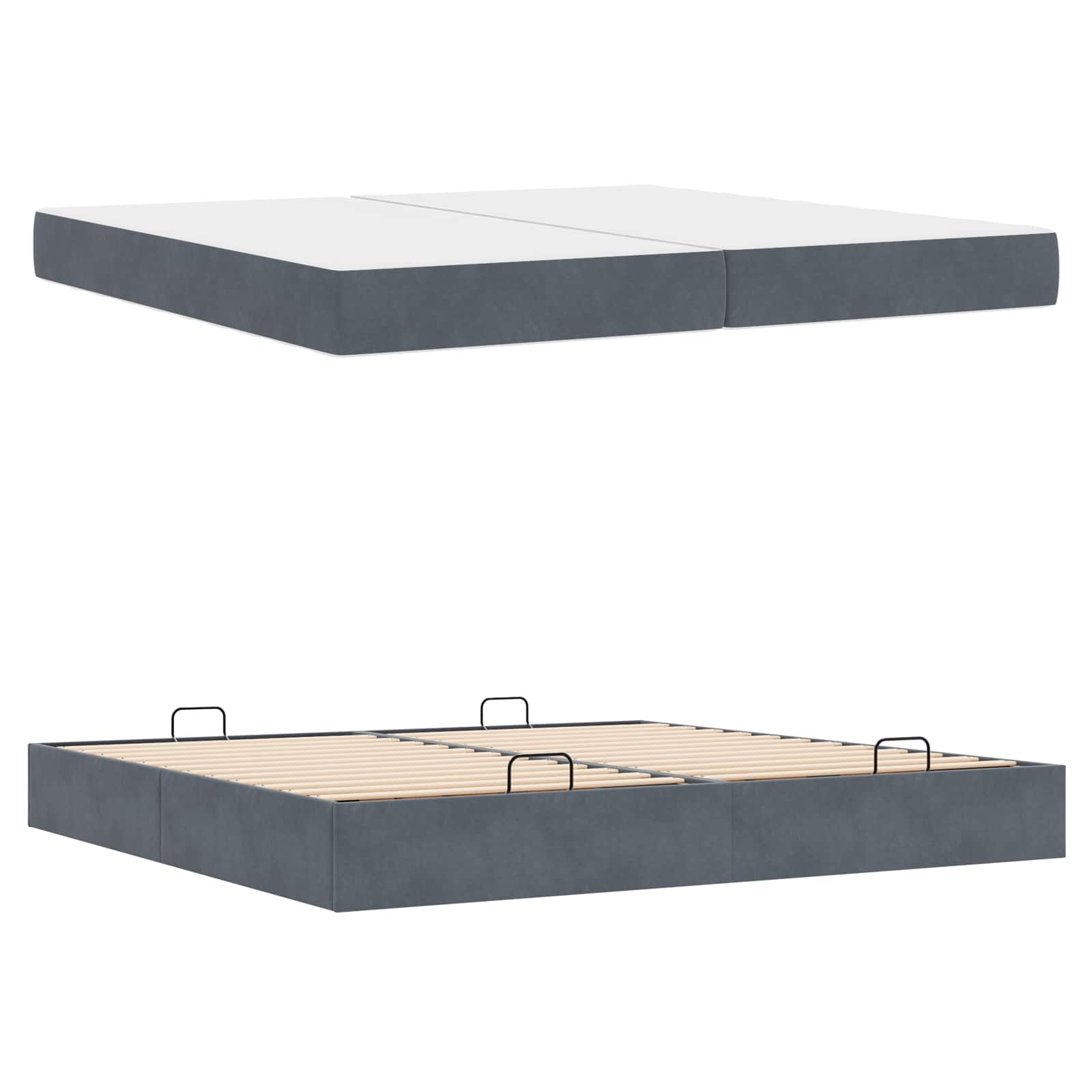 Cadre de lit avec matelas 2 pc Gris Foncé Velours