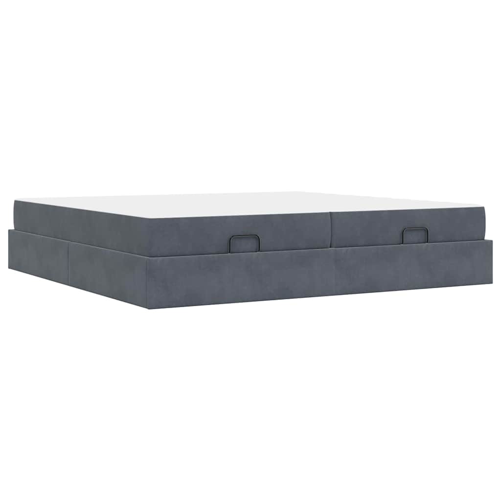 Cadre de lit avec matelas avec matelas 2 pcs Gris Foncé Velours - XIOS