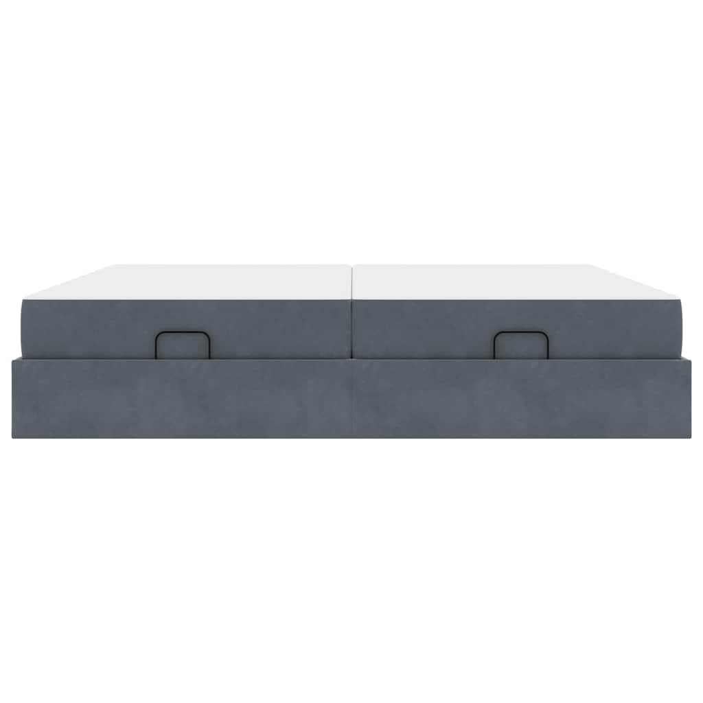 Cadre de lit avec matelas avec matelas 2 pcs Gris Foncé Velours - XIOS