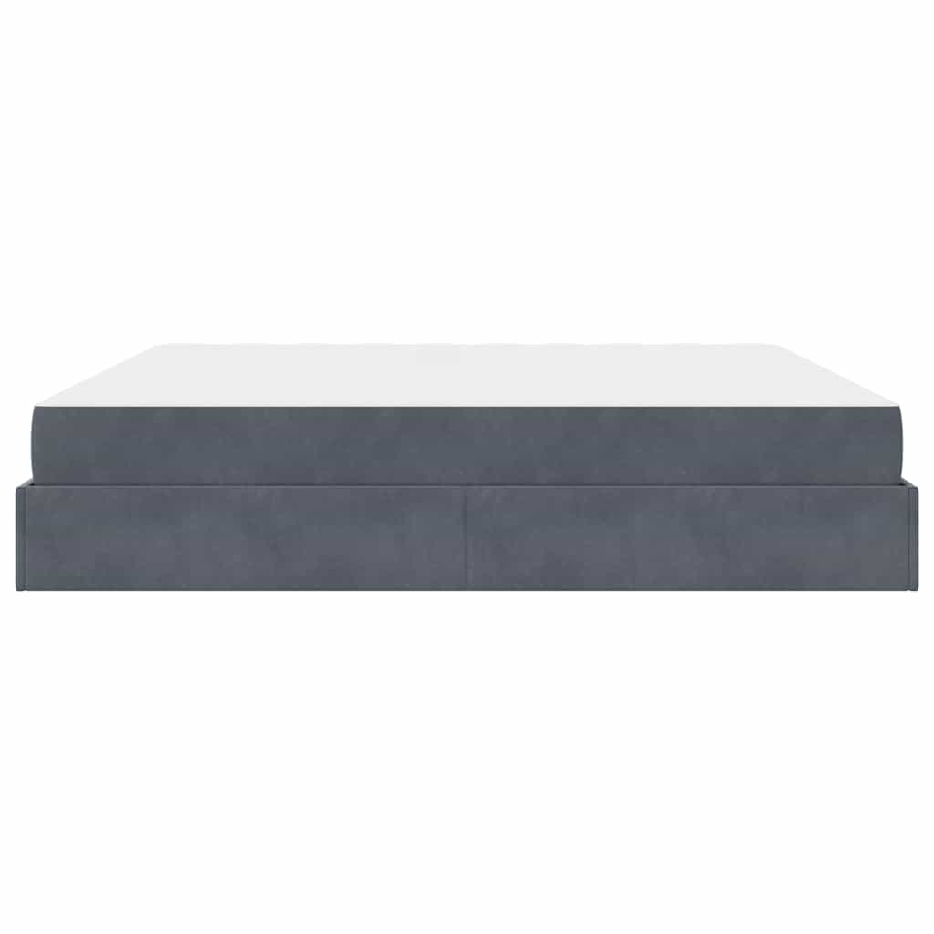 Cadre de lit avec matelas avec matelas 2 pcs Gris Foncé Velours - XIOS