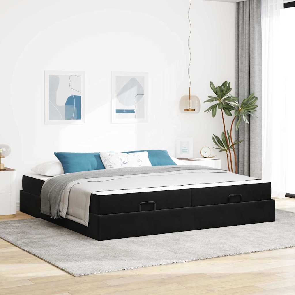 Cadre de lit avec matelas avec matelas 2 pcs Noir Velours - XIOS
