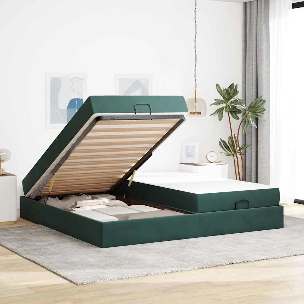 Cadre de lit avec matelas 2 pièces Vert Velours - XIOS