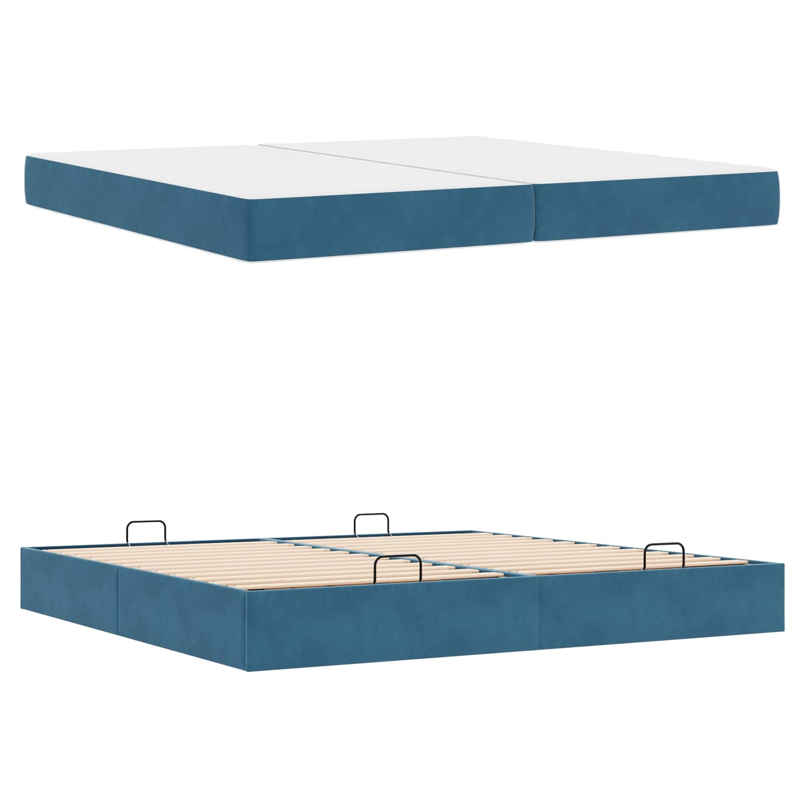 Cadre de lit avec matelas avec matelas 2 pcs Bleu Velours - XIOS