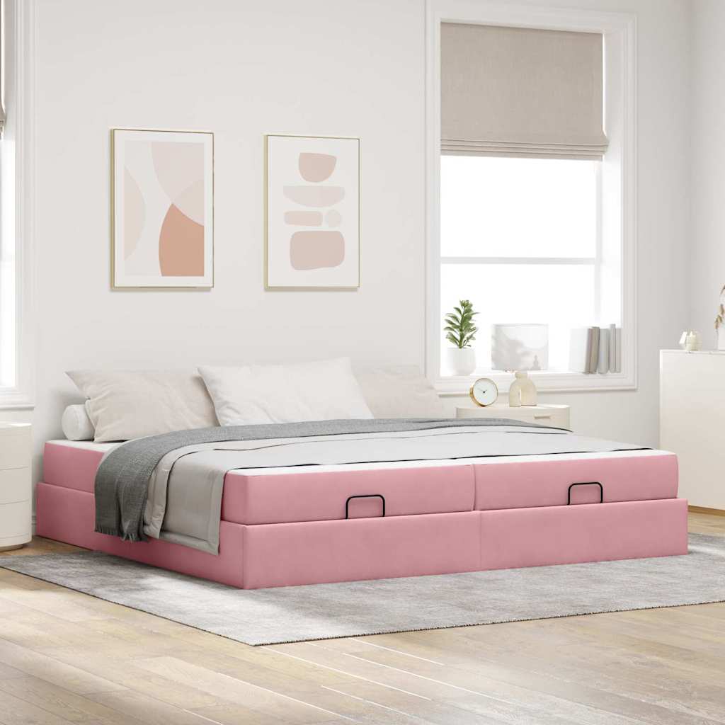 Cadre de lit avec matelas avec matelas 2 pcs Rose Velours - XIOS