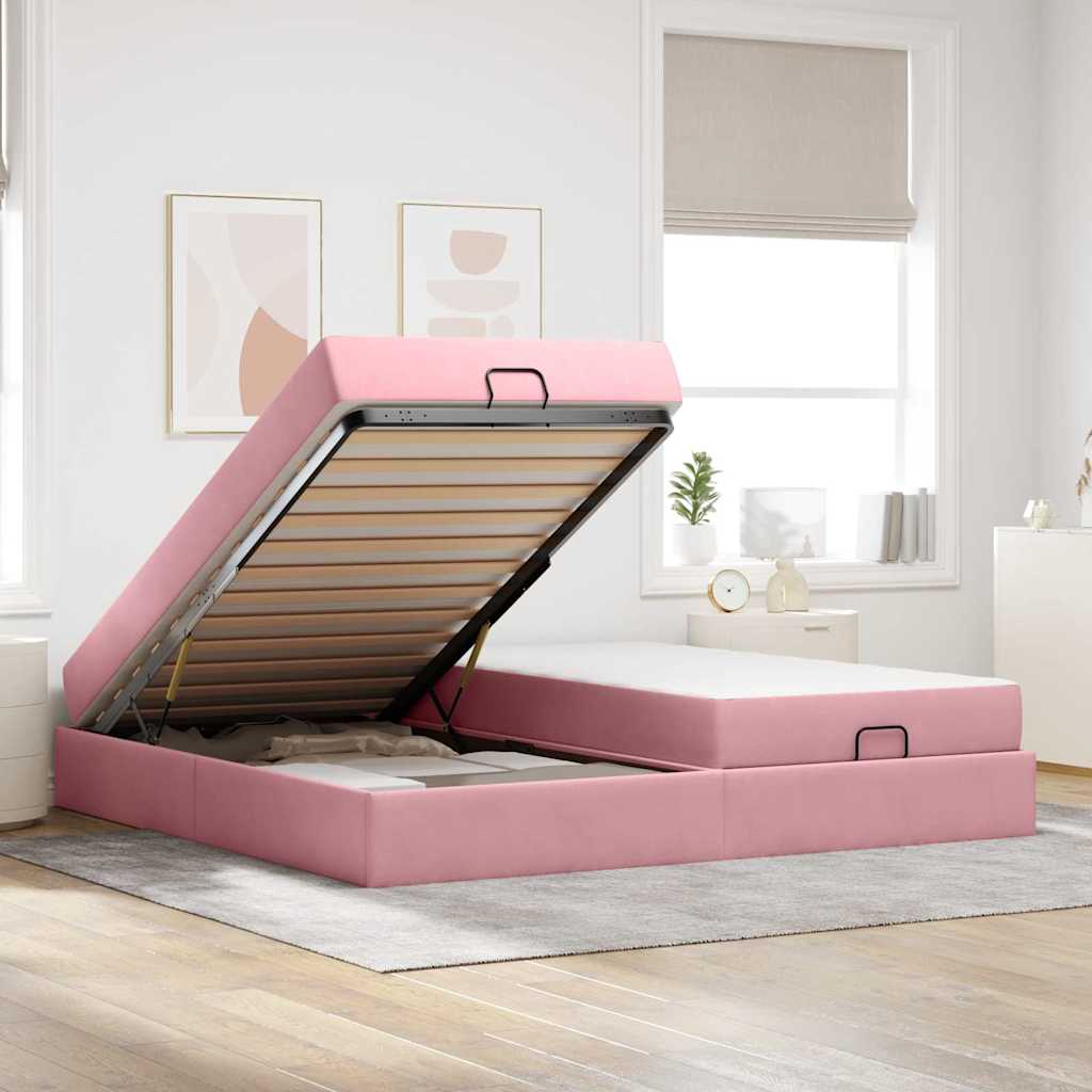 Cadre de lit avec matelas avec matelas 2 pcs Rose Velours - XIOS