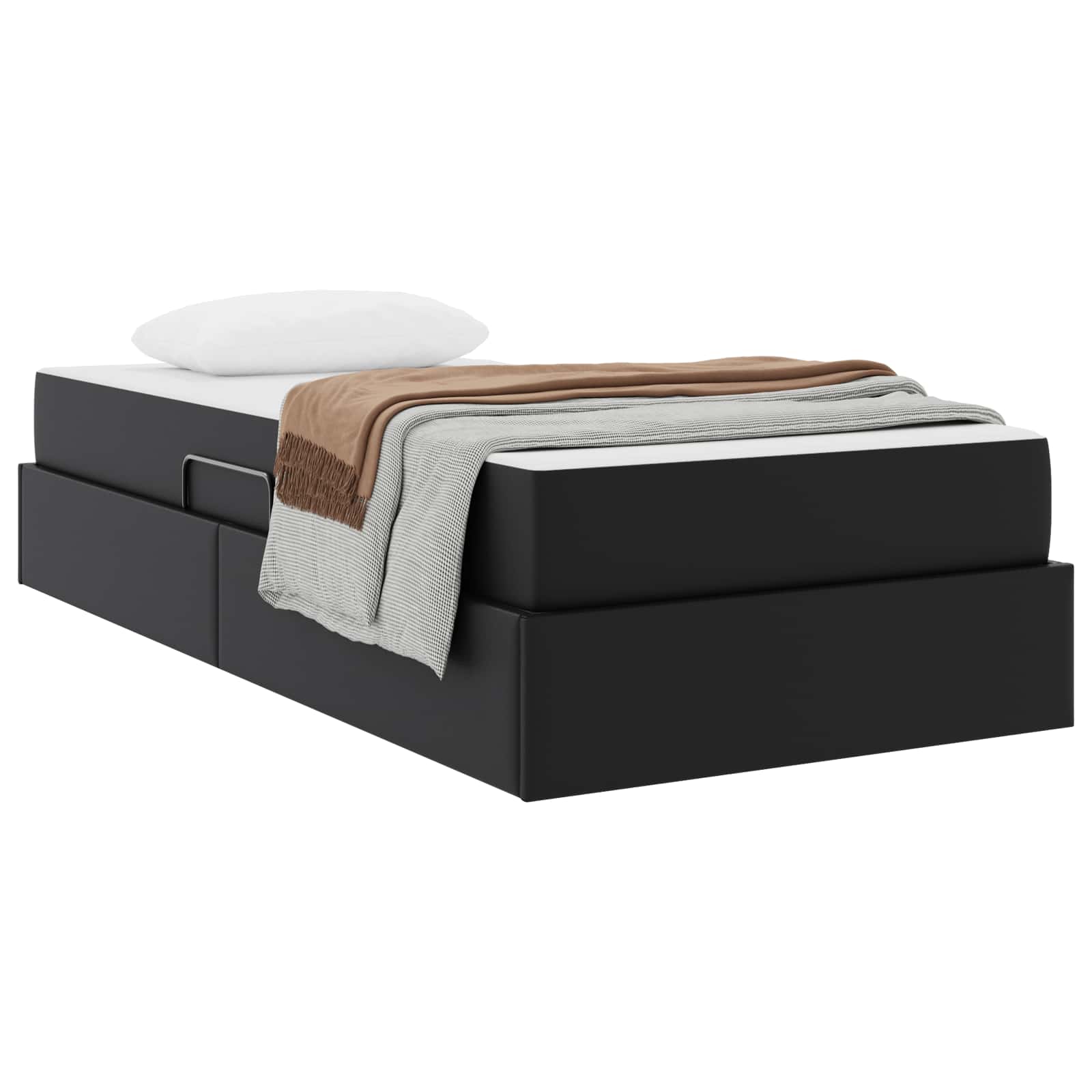 Lit avec rangement et matelas avec matelas 2 pcs Noir Cuir - XIOS
