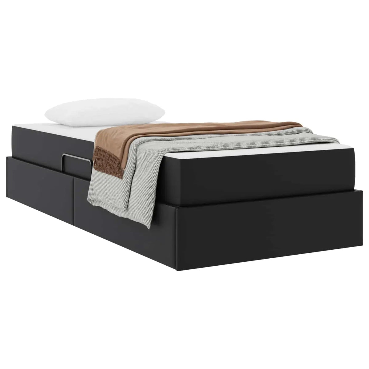 Lit avec rangement et matelas avec stockage 2 pc Noir Cuir - XIOS
