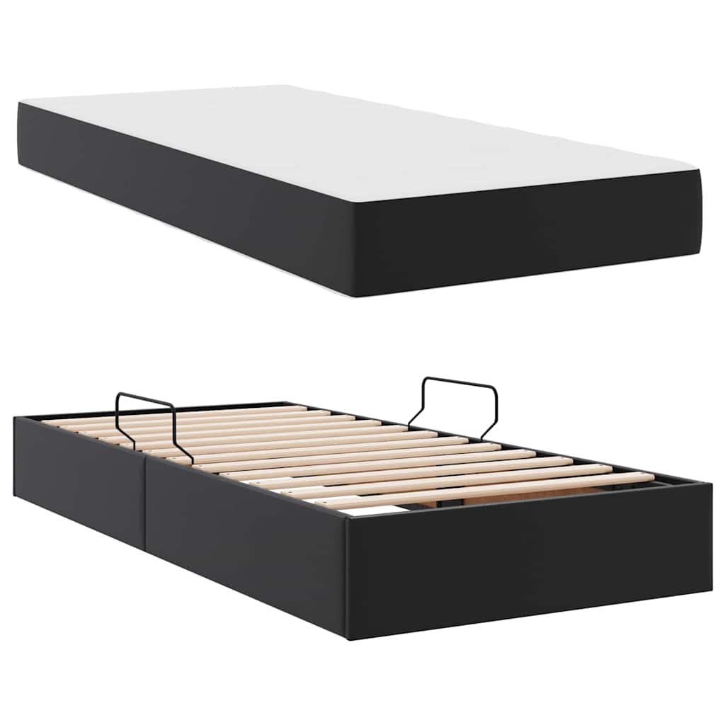 Lit avec rangement et matelas avec matelas 2 pcs Noir Cuir - XIOS