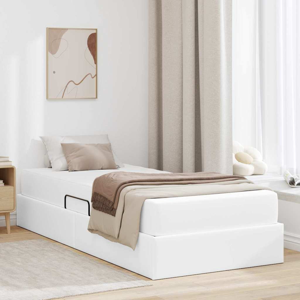 Lit avec rangement et matelas avec matelas 2 pcs Blanc Cuir - XIOS
