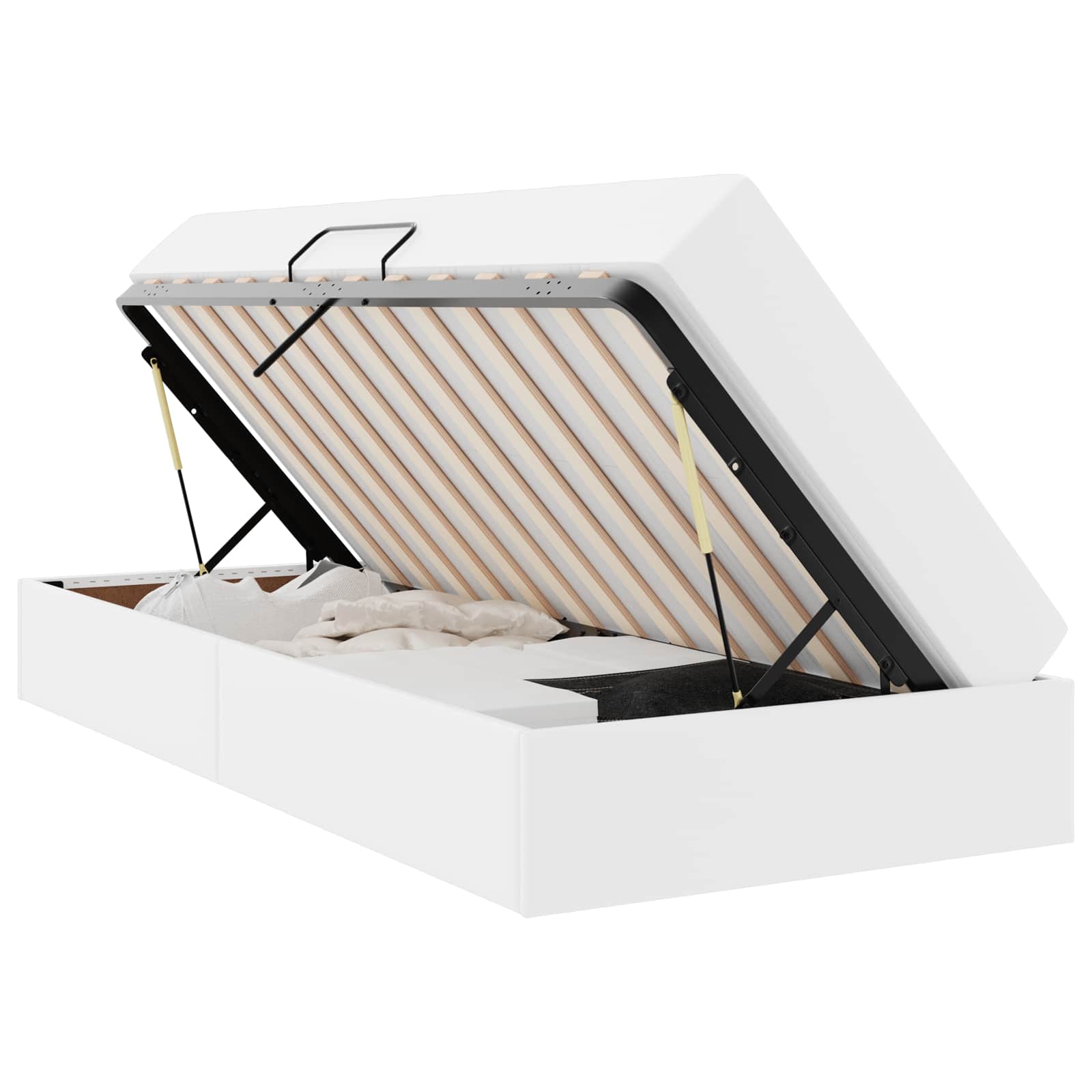 Lit avec rangement et matelas avec matelas 2 pcs Blanc Cuir - XIOS