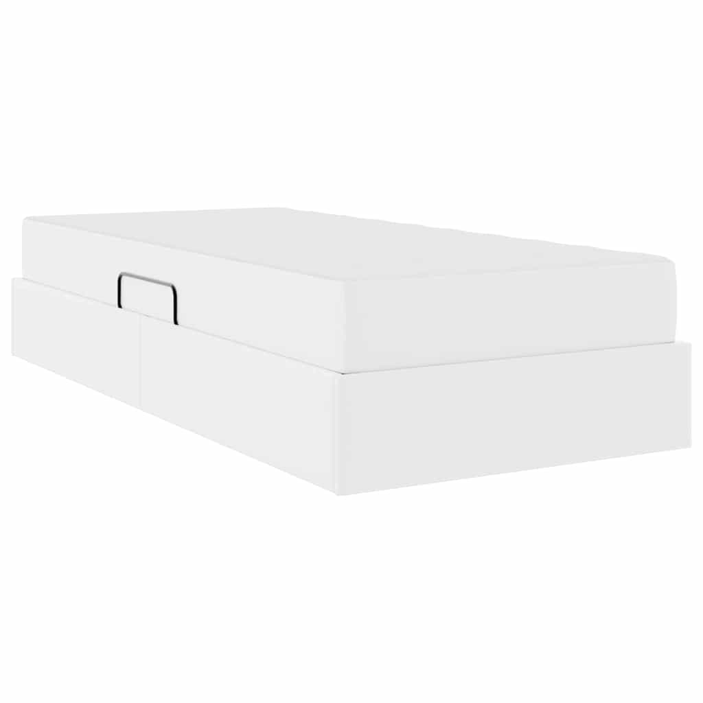 Lit avec rangement et matelas avec matelas 2 pcs Blanc Cuir - XIOS