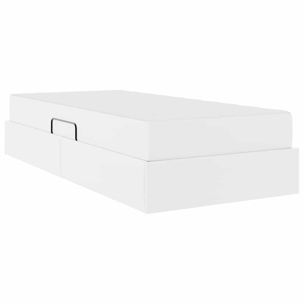 Lit avec rangement et matelas avec matelas 2 pcs Blanc Cuir - XIOS