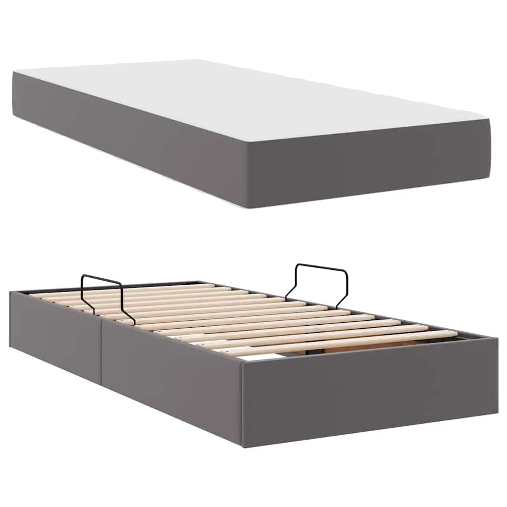 Lit avec rangement et matelas avec stockage 2 pc Gris Cuir - XIOS