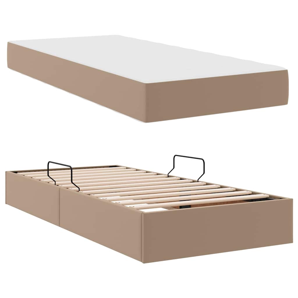 Lit avec rangement et matelas 2 pcs Cappuccino Cuir - XIOS