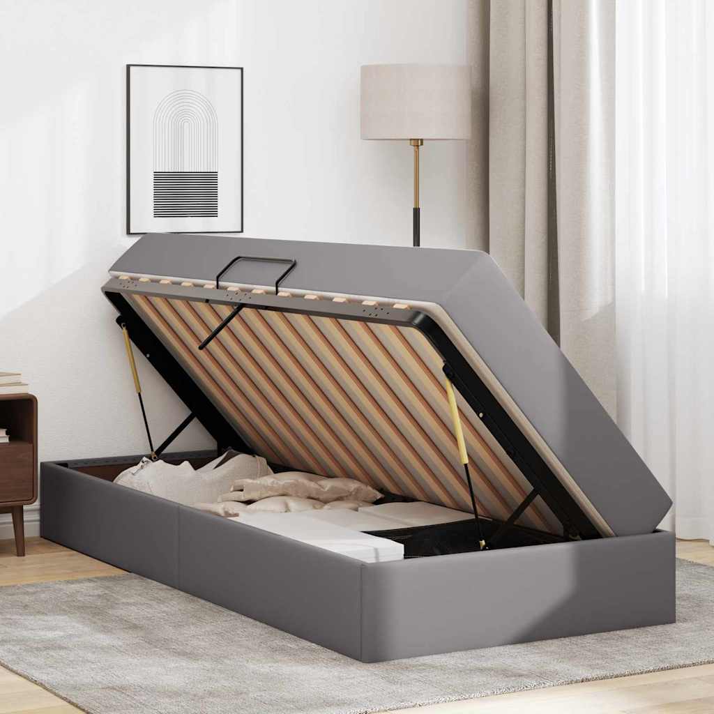 Lit avec rangement et matelas avec matelas 2 pcs Gris Cuir - XIOS