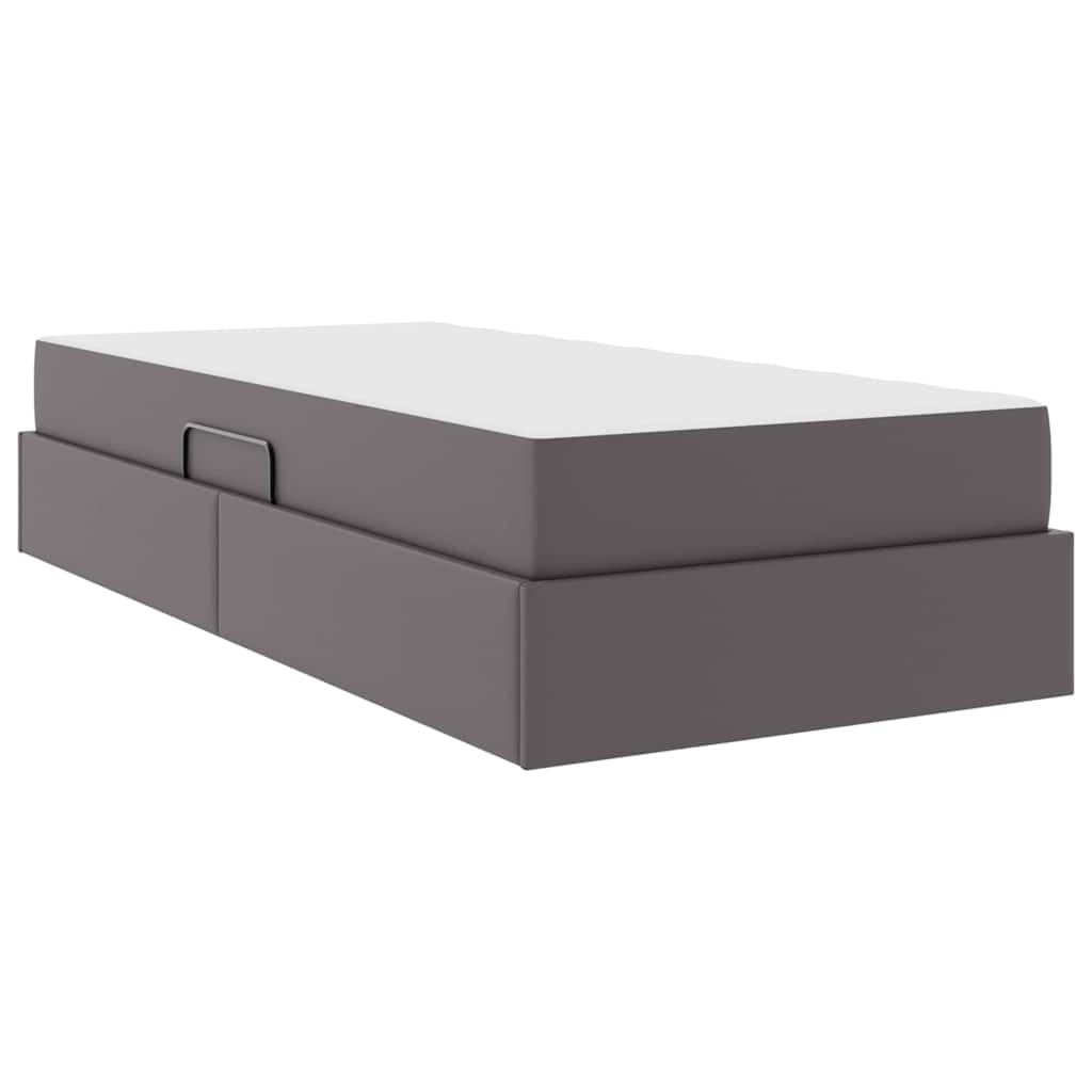 Lit avec rangement et matelas avec matelas 2 pcs Gris Cuir - XIOS