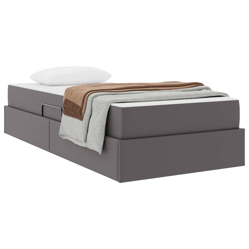 Lit avec rangement et matelas avec matelas 2 pcs Gris Cuir - XIOS
