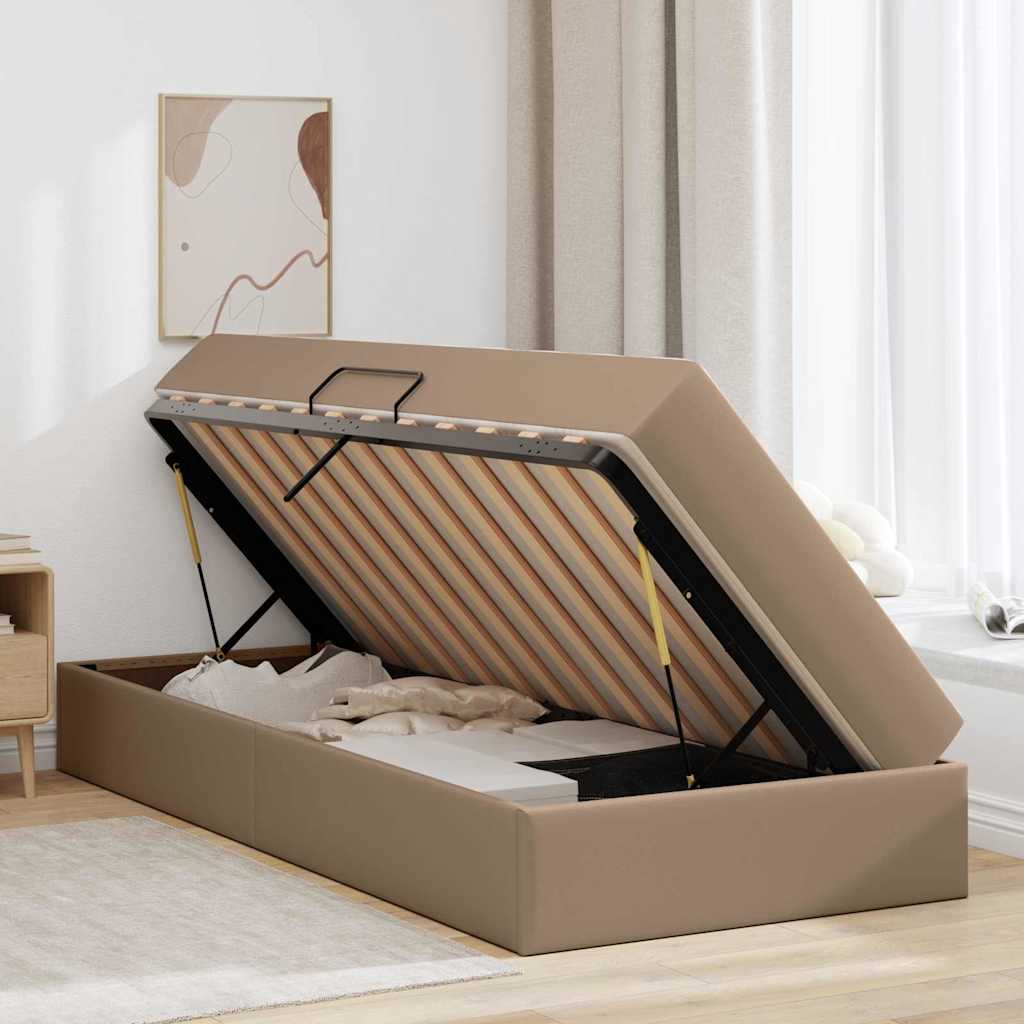 Lit avec rangement et matelas 2 pcs Cappuccino Cuir - XIOS
