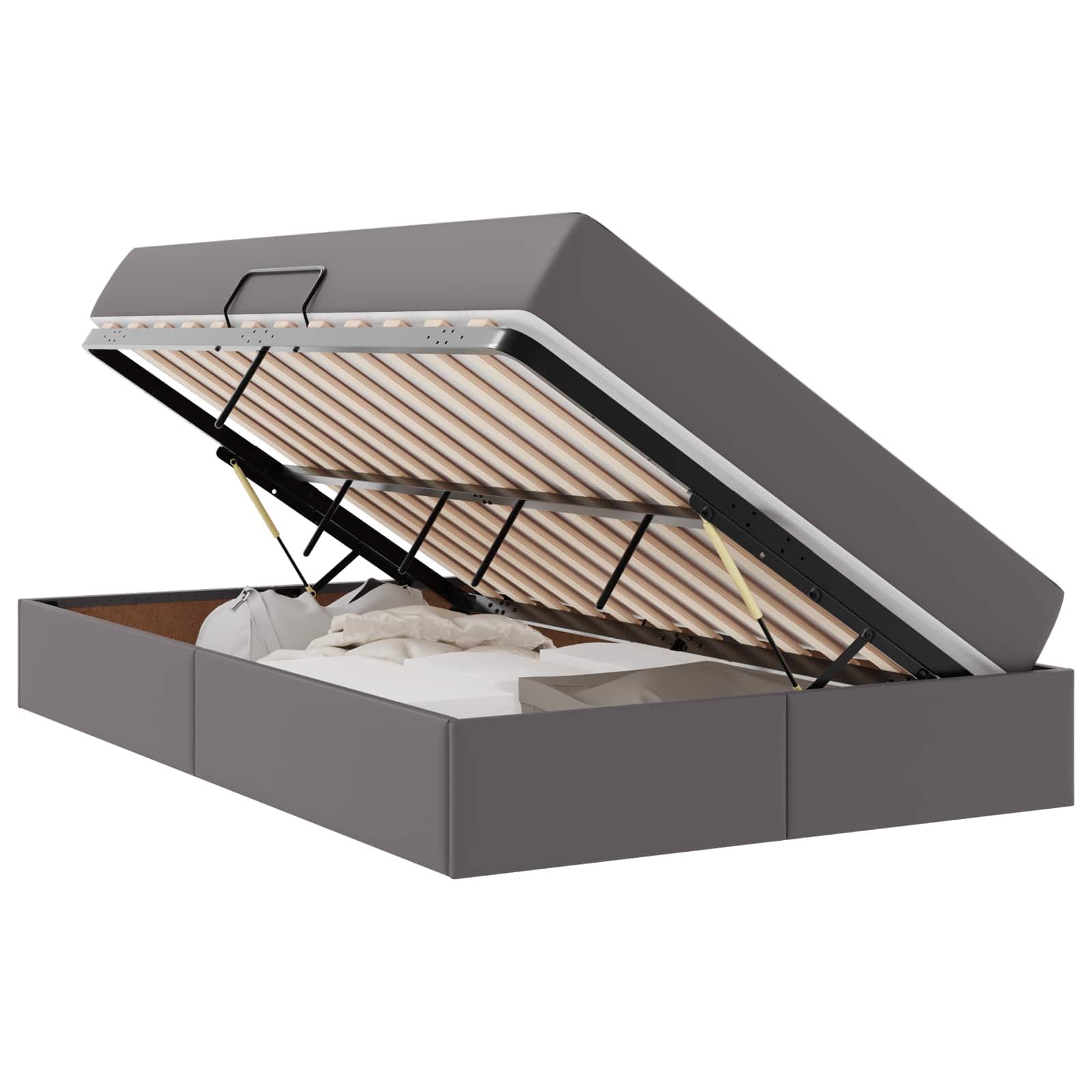 Lit avec rangement et matelas avec matelas 2 pcs Gris Cuir - XIOS