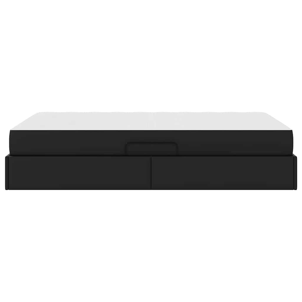 Lit avec rangement et matelas avec matelas 2 pcs Noir Cuir - XIOS