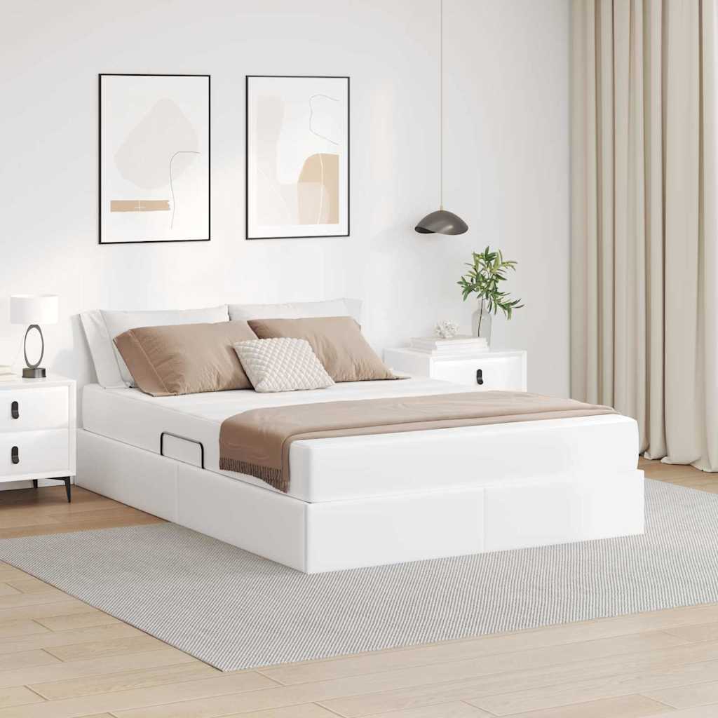 Lit avec rangement et matelas avec matelas 2 pcs Blanc Cuir - XIOS