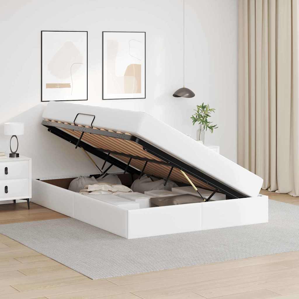 Lit avec rangement et matelas avec matelas 2 pcs Blanc Cuir - XIOS